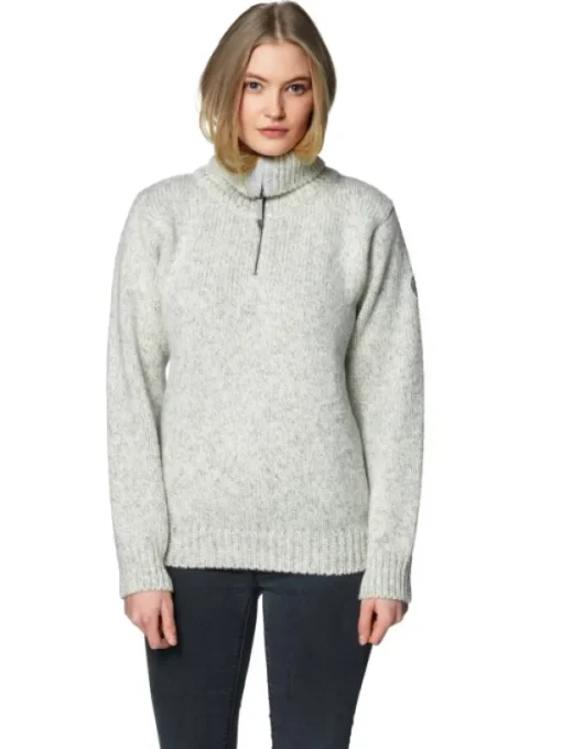 Nansen Sweater Zip Neck Unisex Grey Melange-Devold Sale