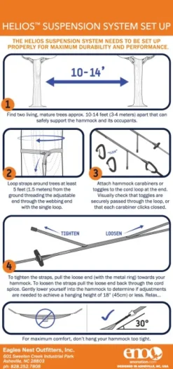 Eno Hammock Eno Helios Ultralight Suspension System kiinnitysjärjestelmä riippumatolle, harmaa, 2,46 m Fashion