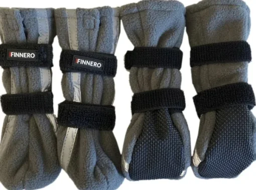 FinNero Hundsko HALLA koiran tossut, M-L, 4-pack, Reflex Grå Clearance