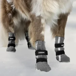 FinNero Hundsko HALLA koiran tossut, M-L, 4-pack, Reflex Grå Clearance