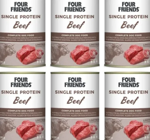 Beef koiran märkäruoka nauta, 6 x 400 g-Four Friends Outlet