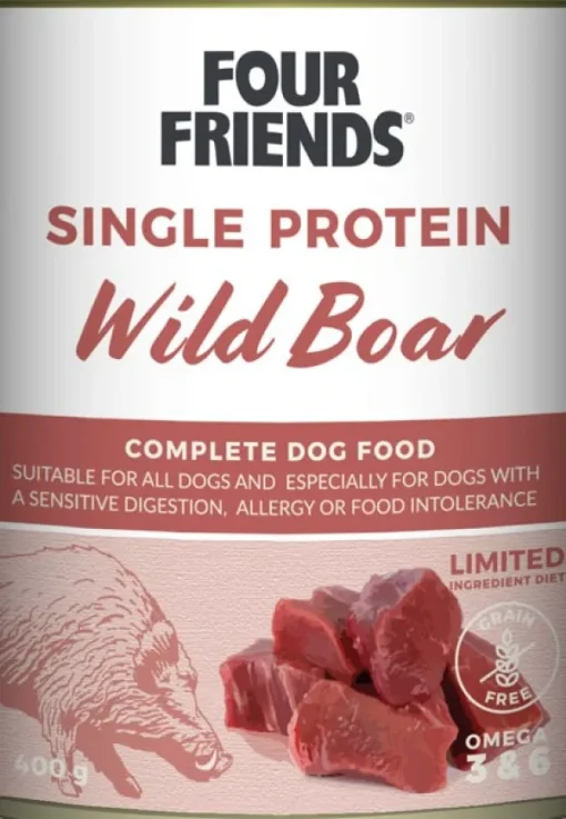 Four Friends Wild Boar koiran märkäruoka villisika, 400 g Discount
