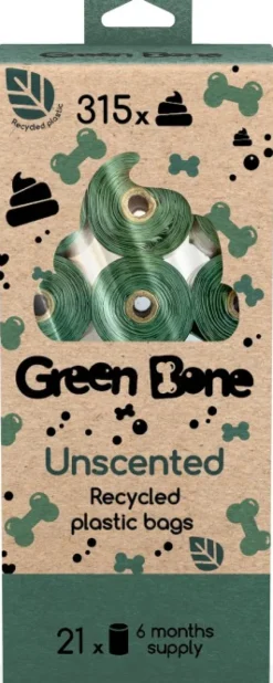 Green Bone Unscented tuoksuttomat koirankakkapussit, 21 rullaa, 315 kpl Online