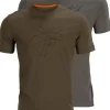 Graphic T-shirt puuvillainen t-paita, 2 kpl, ruskea/harmaa-Härkila Online