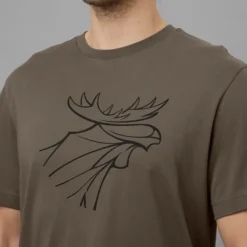 Graphic T-shirt puuvillainen t-paita, 2 kpl, ruskea/harmaa-Härkila Online
