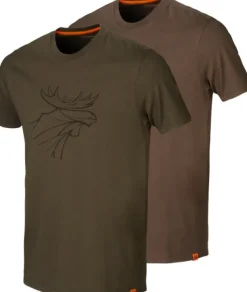 Härkila Graphic T-Shirt 2-Pack Willow Green/Slate Brown Outlet