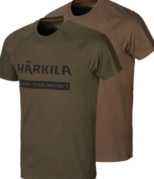 Härkila Logo T-Shirt 2-Pack Willow Green/Slate Brown Sale