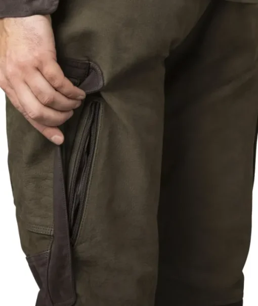 Härkila Pro Hunter Leather Trousers nahkaiset metsästyshousut, Willow Green Clearance