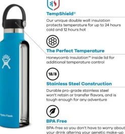 HydroFlask Insulated Standard Mouth Flex juomapullo, 621ml, tummansininen Hot