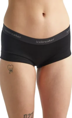 Icebreaker 200 Oasis Boy Shorts naisten merinovillaiset alushousut, musta Discount