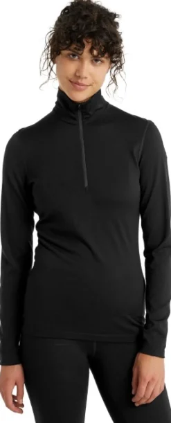 Icebreaker 200 Oasis LS Half Zip naisten kerrastopaita, Black Online