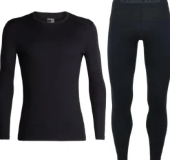 Oasis LS Crewe 200 + Leggings 200 kerrasto, Black/Monsoon-Icebreaker Fashion