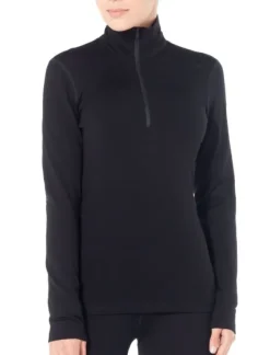 Icebreaker Tech LS Half Zip 260 naisten kerrastopaita, musta Hot