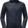 Jack Wolfskin Baiselberg Hooded FZ fleecetakki, Night Blue Heather Hot
