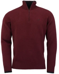 Laksen Brompton Zip-Neck villapaita, Burgundy Outlet