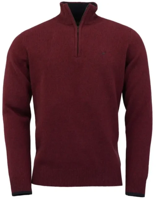 Laksen Brompton Zip-Neck villapaita, Burgundy Outlet