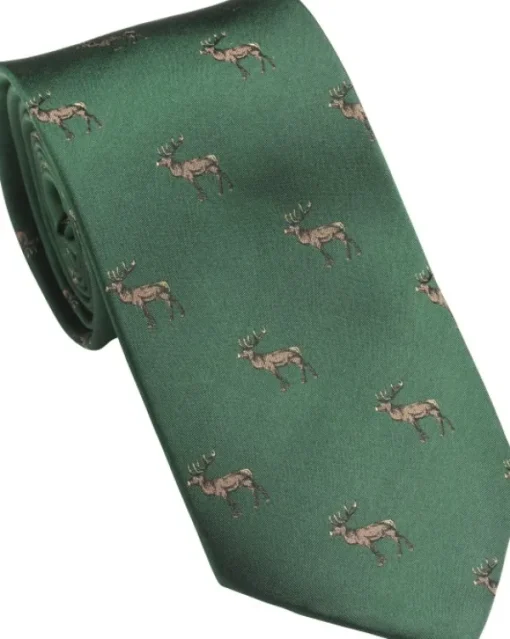 New Deer Tie metsästysaiheinen kravatti, vihreä-Laksen Discount