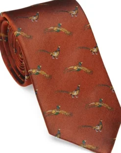 Laksen Pheasant Tie silkkisolmio, Blood Orange Outlet