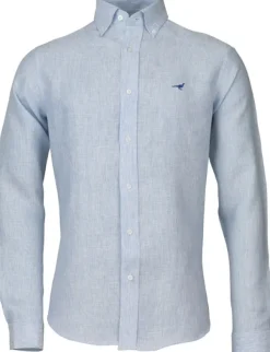 Portofino Linen Shirt kauluspaita, vaaleansininen-Laksen Discount
