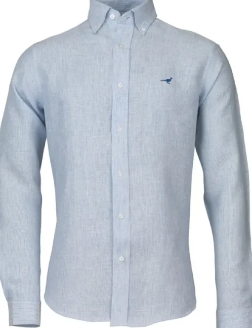 Portofino Linen Shirt kauluspaita, vaaleansininen-Laksen Discount