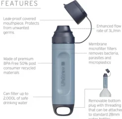 Lifestraw Peak Series Solo vedenpuhdistin, Mountain Blue Hot
