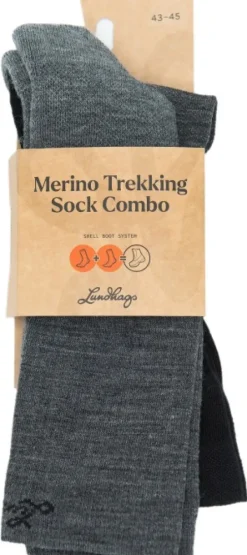 Lundhags Merino Trekking Sock Combo Mid sukat, Light Grey Melange/Black Fashion
