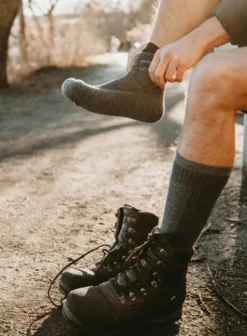 Lundhags Merino Trekking Sock Combo Mid sukat, Light Grey Melange/Black Fashion
