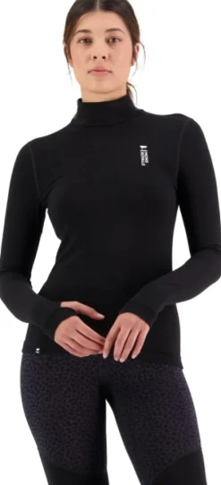 Cascade Merino Flex 200 Mock Neck naisten merinovillapaita, musta-Mons Royale Fashion