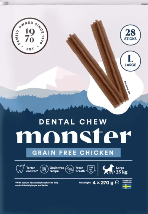 Dog Dental Chew GF hammashoitoherkku kana, L, 28 kpl-Monster Fashion