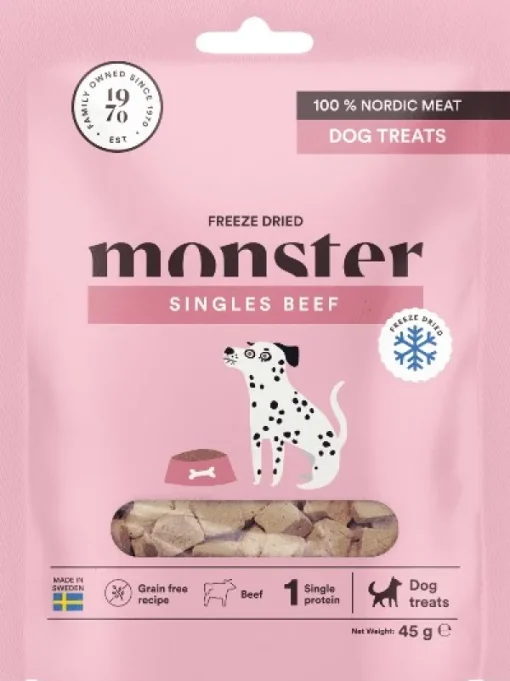 Dog Treats Freeze Dried Beef pakastekuivattuja makupaloja nauta 45 g-Monster Fashion
