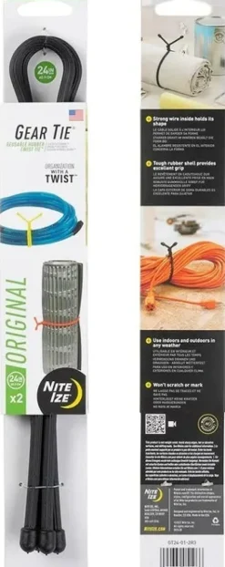 Nite Ize Gear Tie 24-Black kiinnitysvaijeri, 2kpl Outlet