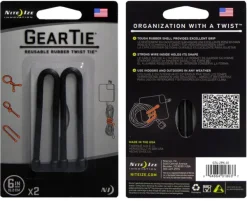 Nite Ize Gear Tie 6-Black 2-pack Outlet