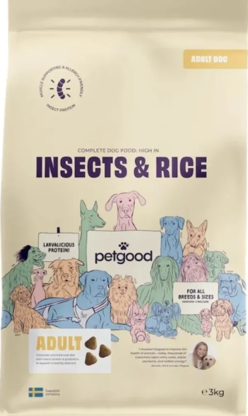 Petgood Insektsfoder med Ris Vuxen koiranruoka, 3 kg Clearance