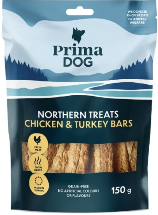 PrimaDog Northern Treats Kyckling-Kalkon Bar makupalat, 150g Fashion