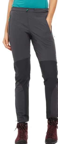 Rab Torque Softshell naisten kiipeily/vaellushousut, tummanharmaa/musta New