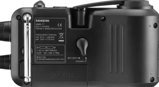 Sangean MMR77 hätäradio kammella, musta Discount