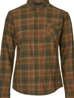 Seeland Skye Flannel Shirt Women Grizzly Brown/Terracotta Check Clearance