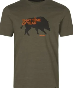 That Time T-shirt t-paita, Pine Green Melange-Seeland Best