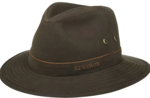 Traveller Waxed Cotton hattu, ruskea-Stetson Sale