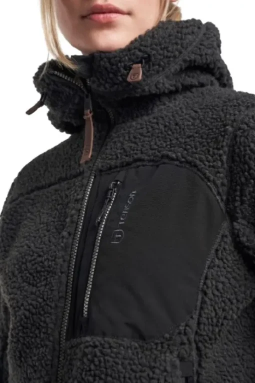 Himalaya Teddy Fleece Hood naisten fleecetakki, Pirate Black-Tenson Online