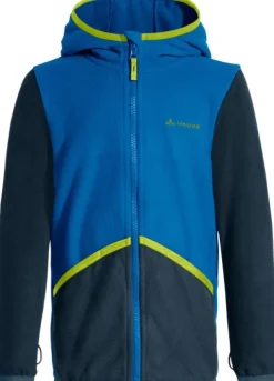 Vaude Kids Pulex Hooded Jacket lasten fleecetakki, sininen/vihreä Clearance