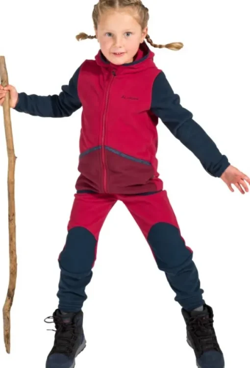 Vaude Kids Pulex Hooded Jacket lasten fleecetakki, punainen/tummanharmaa Hot