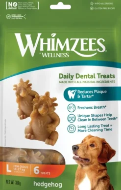 Whimzees Hedgehog L hammashoitoherkku, 6 kpl New