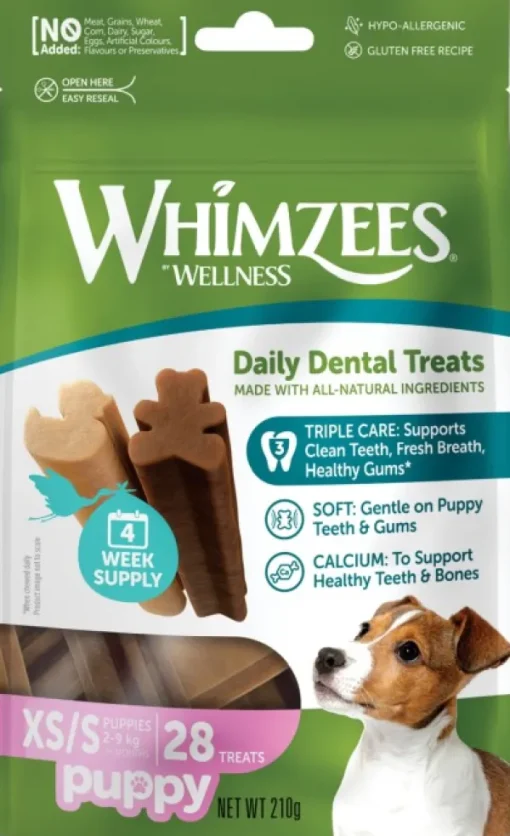Whimzees Puppy hammashoitoherkku, XS/S, 28 kpl, 210 g New