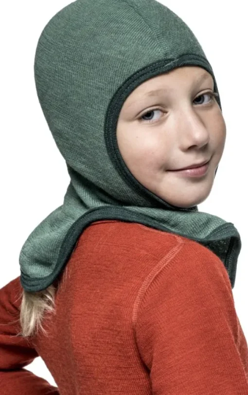 Woolpower Kids Balaclava 200 lasten kypärämyssy, vihreä Clearance