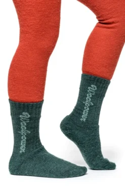 Woolpower Kids Socks Classic Logo 400 lasten sukat, Forest Green Fashion