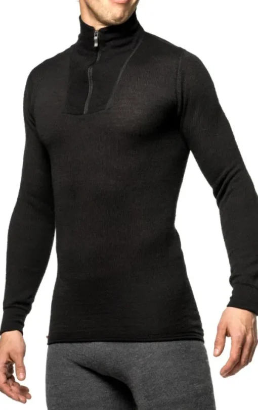 Zip Turtleneck 200 Unisex Black-Woolpower Best