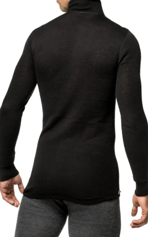 Zip Turtleneck 200 Unisex Black-Woolpower Best