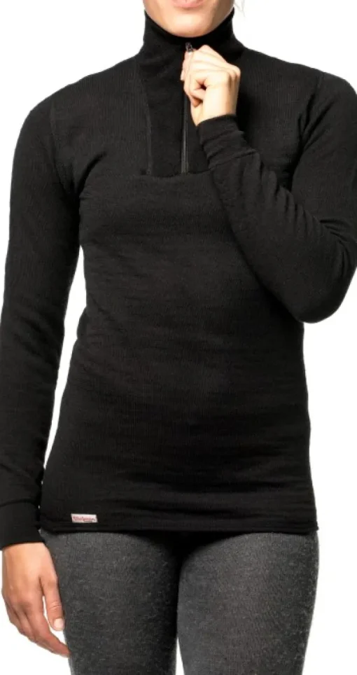Zip Turtleneck 200 Unisex Black-Woolpower Best
