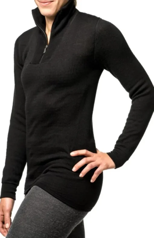 Zip Turtleneck 200 Unisex Black-Woolpower Best